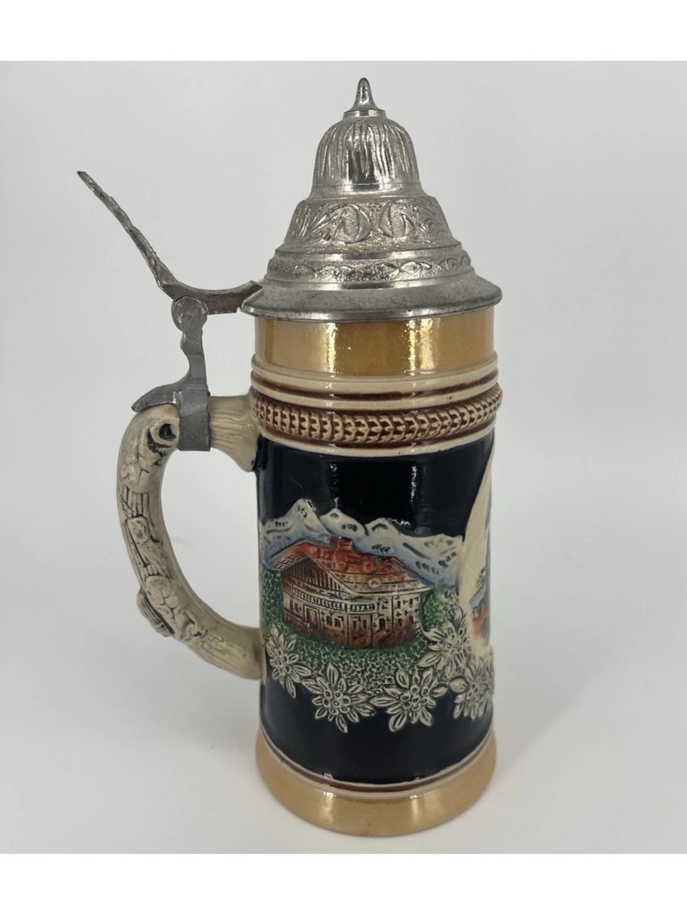 DRGM Lidded Beer Stein Hamburg Elbtunnel-Eingang Relief Marked 700